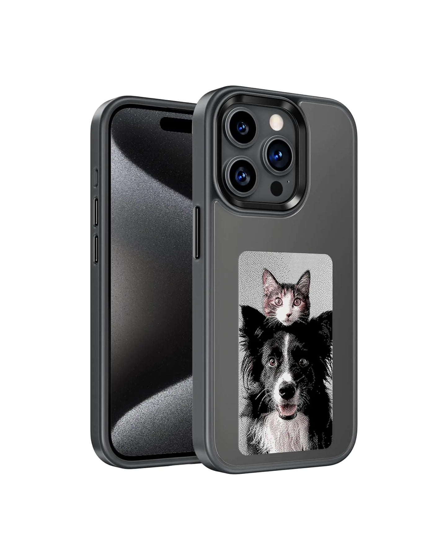 Capa para Celular InkPlay com Tela E-Ink, Capa Inteligente com Exibição de Foto NFC Sem Fio, Capa Protetora Personalizável, Capa Resistente à Queda e à Água Compatível com iPhone 13 Pro Max, Preta